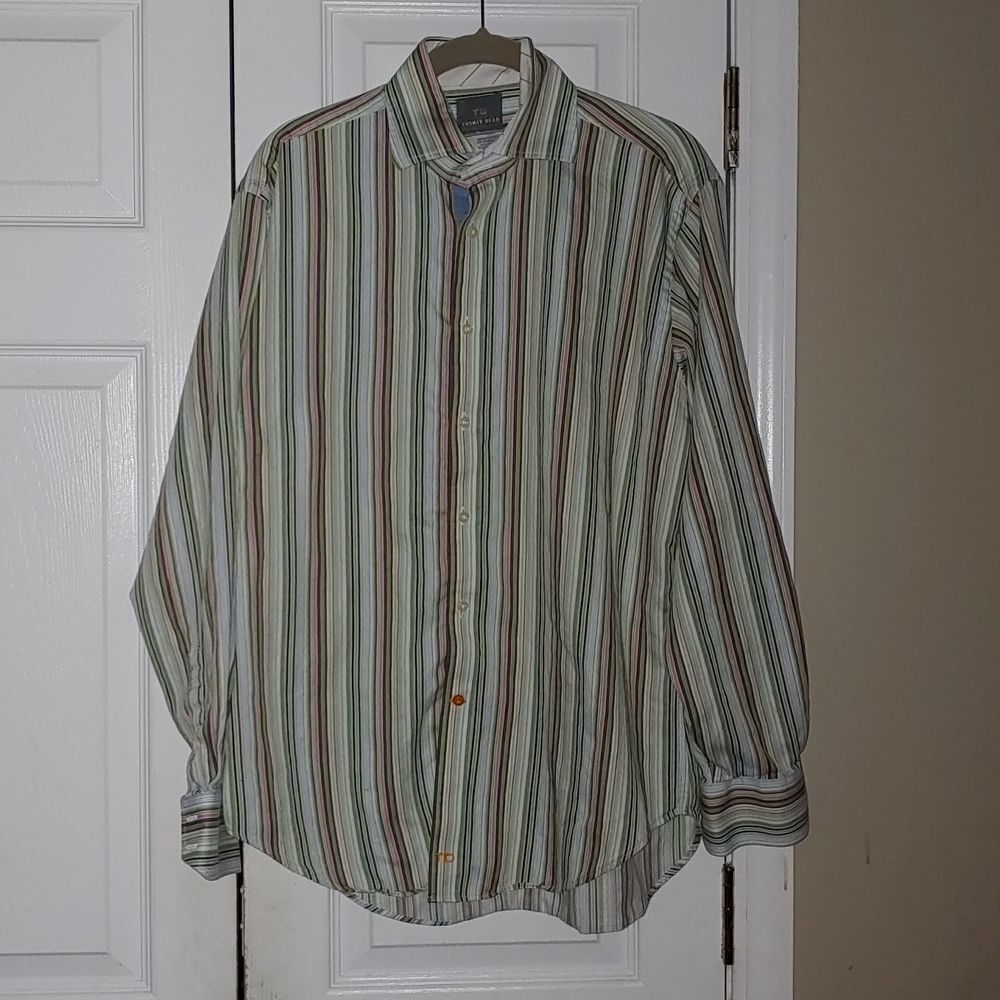 Thomas Dean  button down striped shirt Sz M